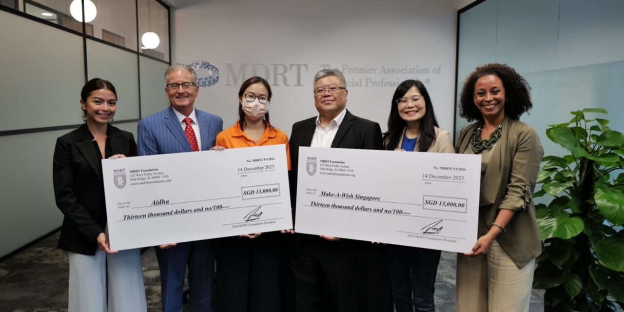 MDRT dan MDRT Foundation Sumbangkan 13.000 SGD kepada Aidha™ dan Make-a-Wish® Singapura