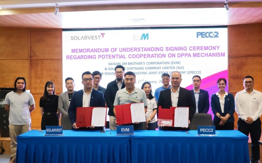 EVM, Solarvest dan PECC2 Jalin Kerjasama Strategis untuk Mempromosikan Penerapan Energi Terbarukan di Vietnam Berdasarkan Perjanjian DPPA Melalui Jaringan Listrik Nasional